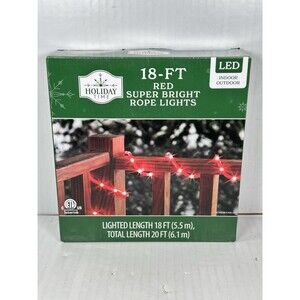 Holiday Time 18ft Indoor/Outdoor Red Rope LED Bright Lights Christmas NEW